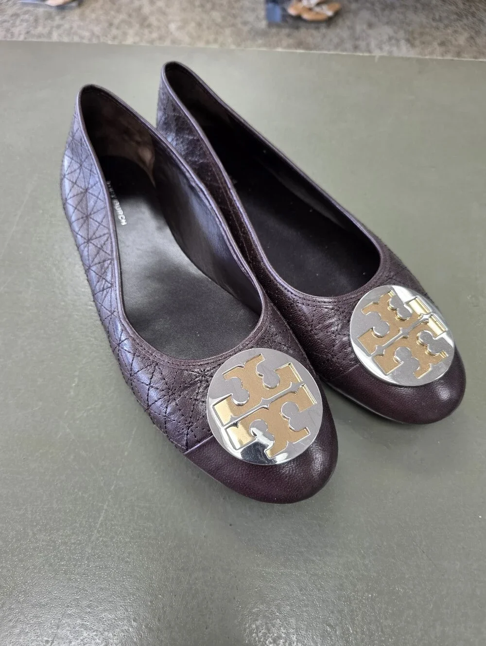 Tory Burch Sz 9.5 Brown Claire Quilted Ballet Flats $268.00